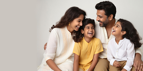 Happy family laughing together